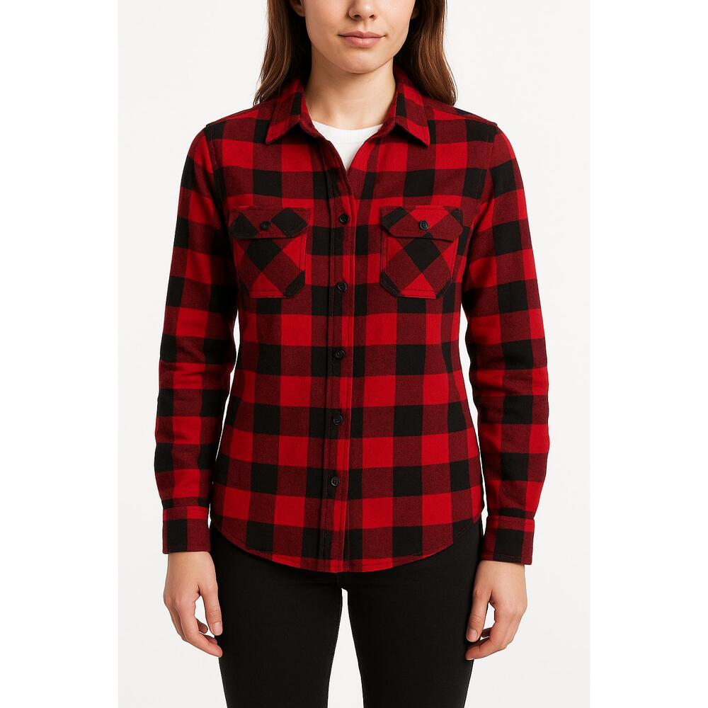 Urban Pipeline Shirt Womens Sz Small Red Flannel Plaid Button Up Pockets Classic